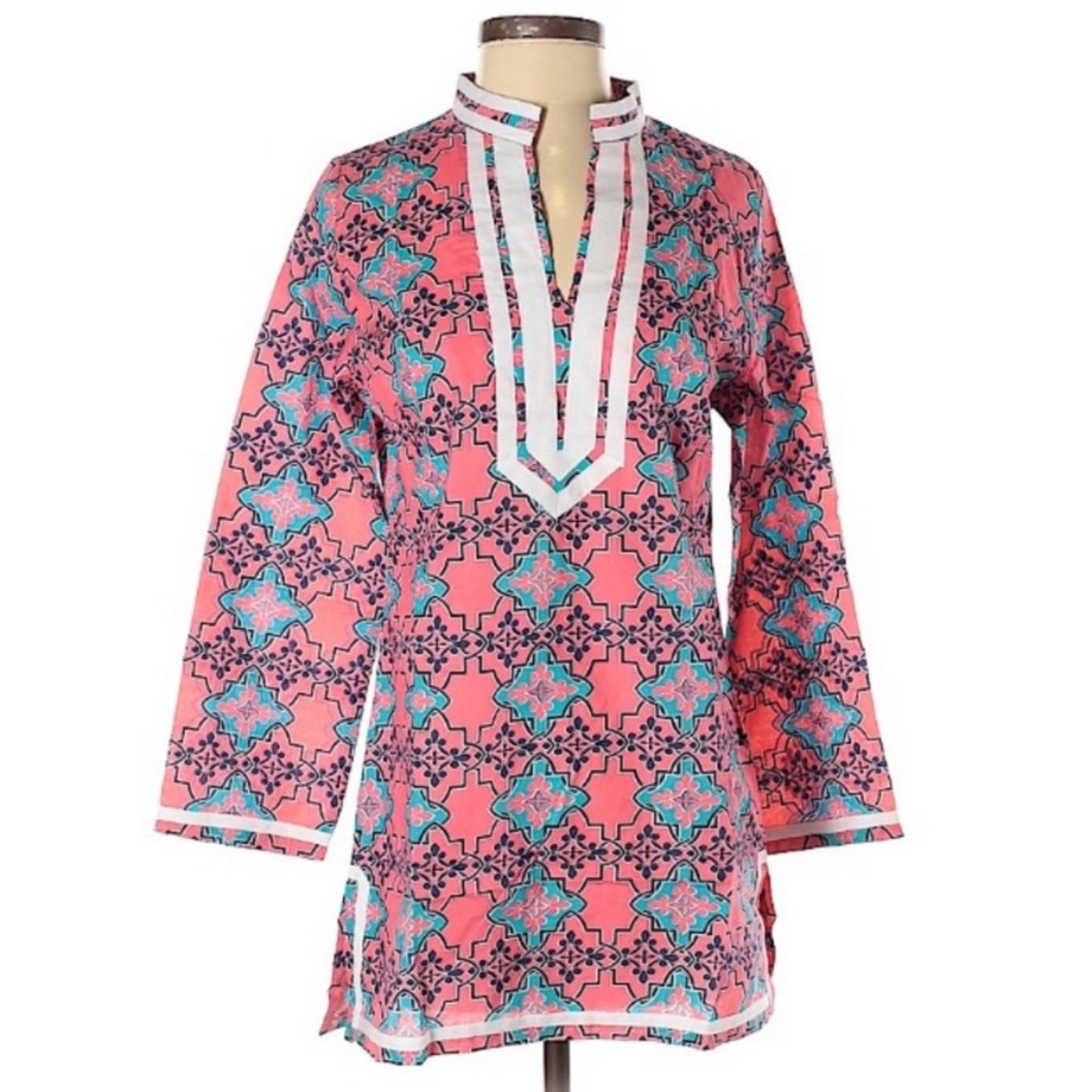 Tracy Negoshian long sleeve pink tunic size extra small XS
